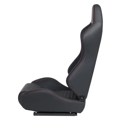 Racing Seats, PVC With Suede Material, Double Slider Design, Black - 2 Pieces