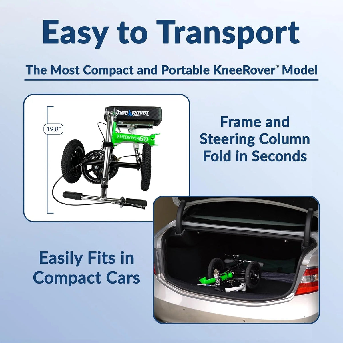 KneeRover All Terrain Knee Scooter, Race Car Green And White, 9 inch Tires - GO HYBRID