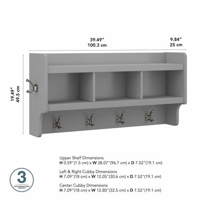 40 Inch Wall Mounted Coat Rack With Shelf and Cubbies