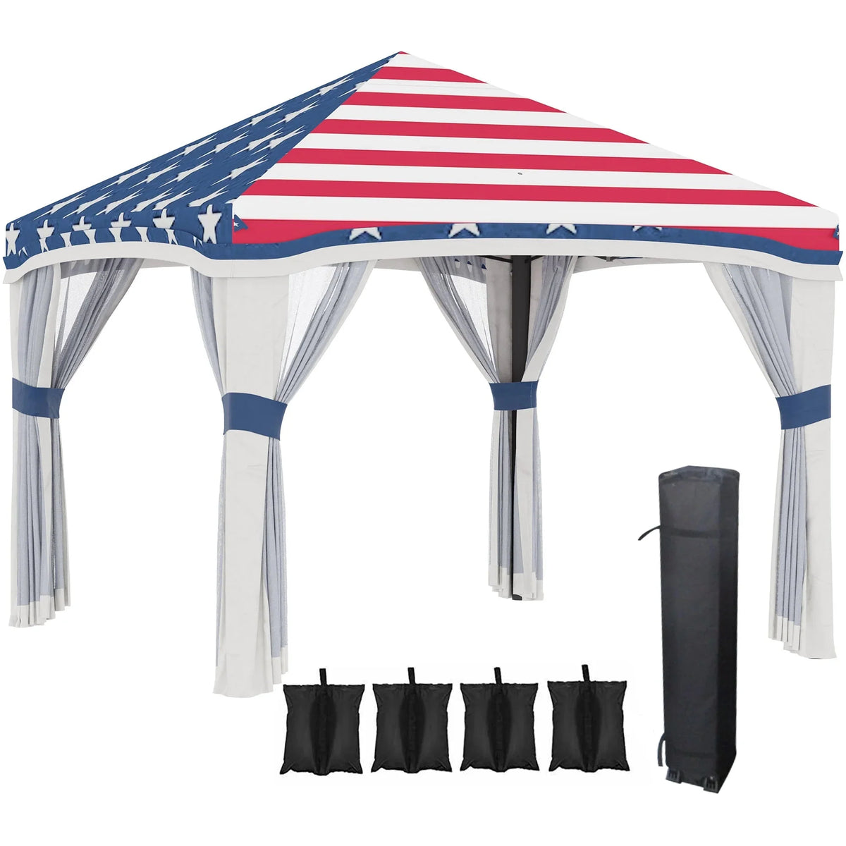 Outsunny Pop-Up Canopy With Mesh Netting, Wheeled Carry Bag And 4 Sand Bags, Beige, 10' x 10' - 84C-405V01BG