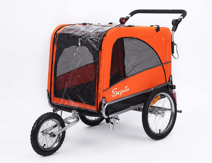 3 In 1 Large Bicycle Pet Trailer, Jogger And Dog Cage With Suspension - 10308