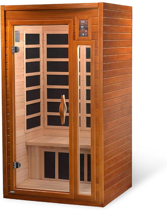 DYNAMIC SAUNAS 1- to 2-Person Low EMF Far Infrared Dry Heat Sauna With Red Light Therapy - Barcelona