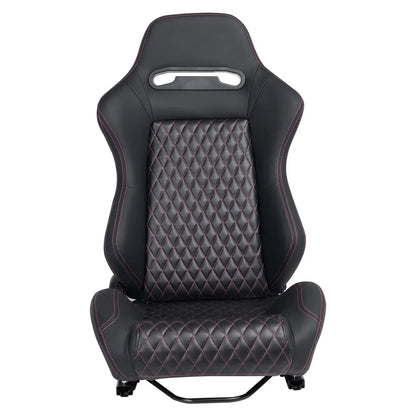 Racing Seats, PVC With Suede Material, Double Slider Design, Black - 2 Pieces