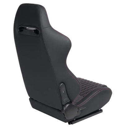Racing Seats, PVC With Suede Material, Double Slider Design, Black - 2 Pieces