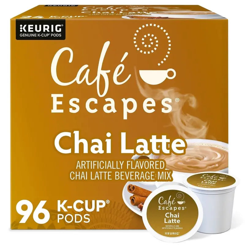 Cafe Escapes Chai Latte K-Cup Pods, 96 Count - Keurig Compatible