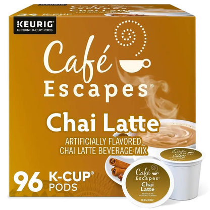 Cafe Escapes Chai Latte K-Cup Pods, 96 Count - Keurig Compatible