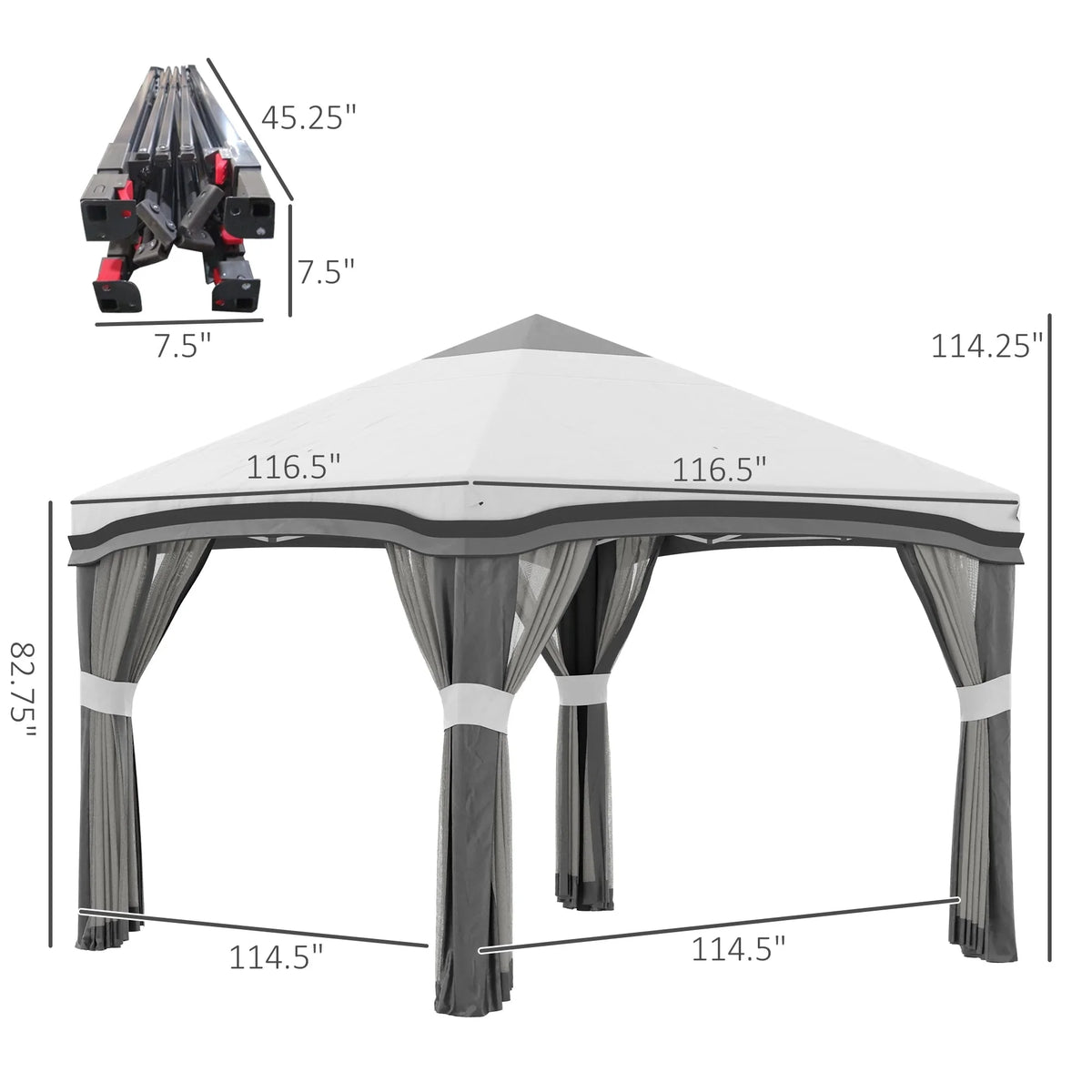 Outsunny Pop-Up Canopy With Mesh Netting, Wheeled Carry Bag And 4 Sand Bags, Beige, 10' x 10' - 84C-405V01BG