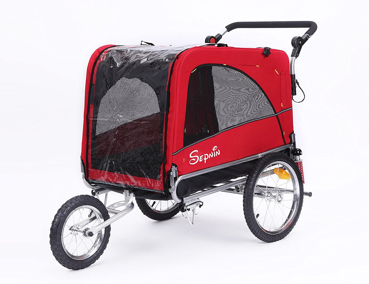 3 In 1 Large Bicycle Pet Trailer, Jogger And Dog Cage With Suspension - 10308
