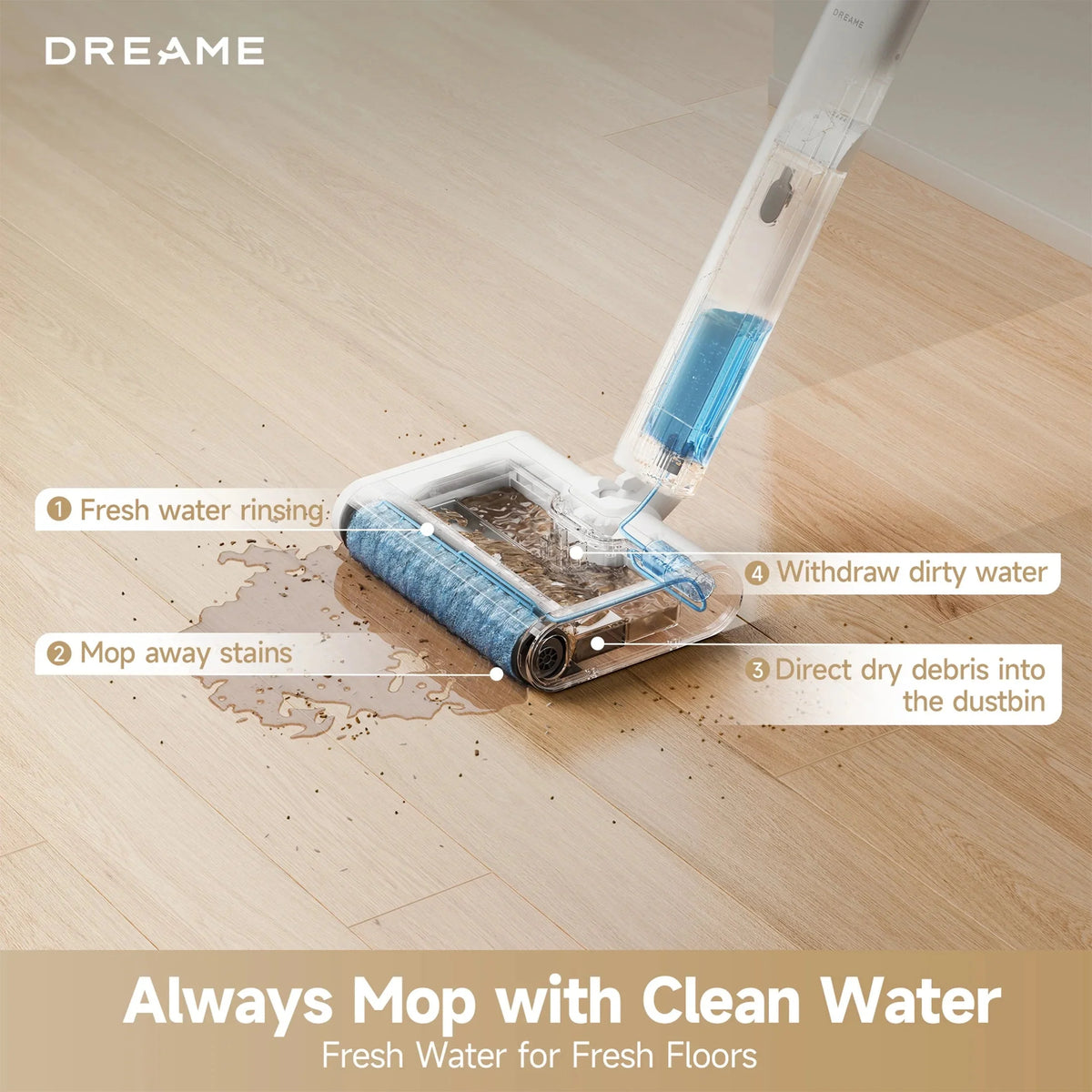 Dreame Cordless Floor Washer With Two Separate Water Tanks - Floor X 100