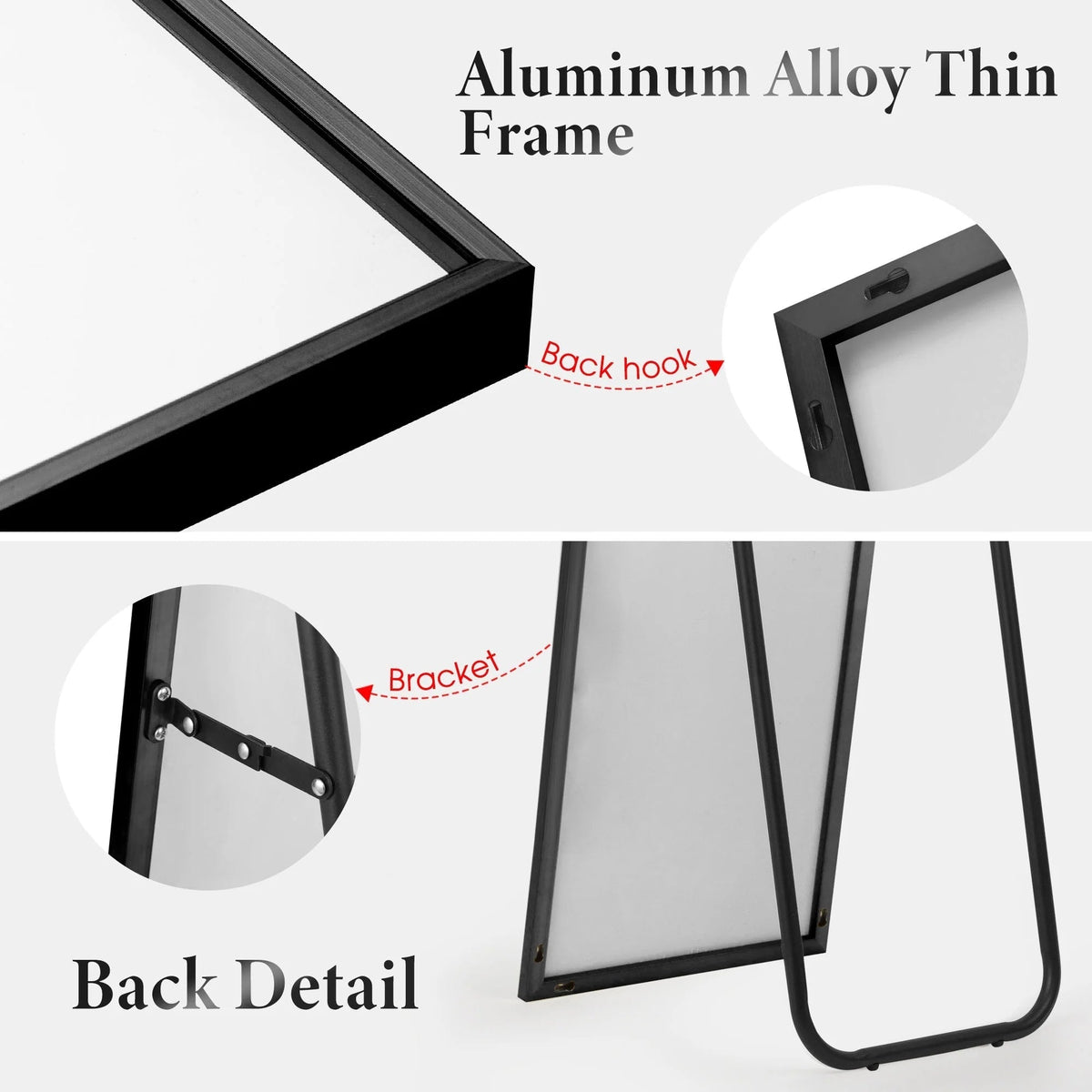 Full Length Wall Mounted Dressing Mirror, 65 in H x 22 in W