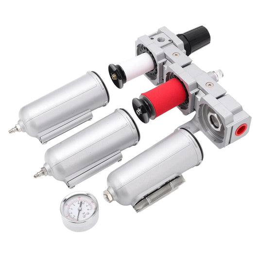 3 Stage Compressed Air Particulate Filter Dryer, Aluminum Alloy, Metal Bowl - 1/2 in Manual