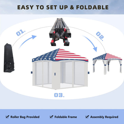 Outsunny Pop-Up Canopy With Mesh Netting, Wheeled Carry Bag And 4 Sand Bags, Beige, 10' x 10' - 84C-405V01BG