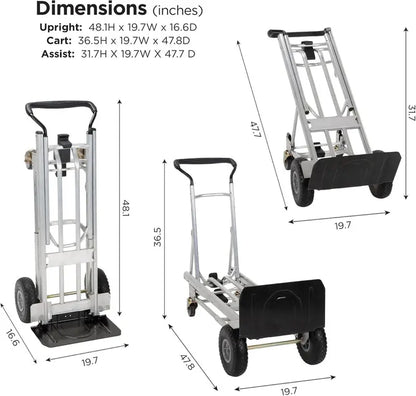 COSCO 4-in-1 Folding Hand Truck With Flat-Free Wheels And Folding Toe Plate