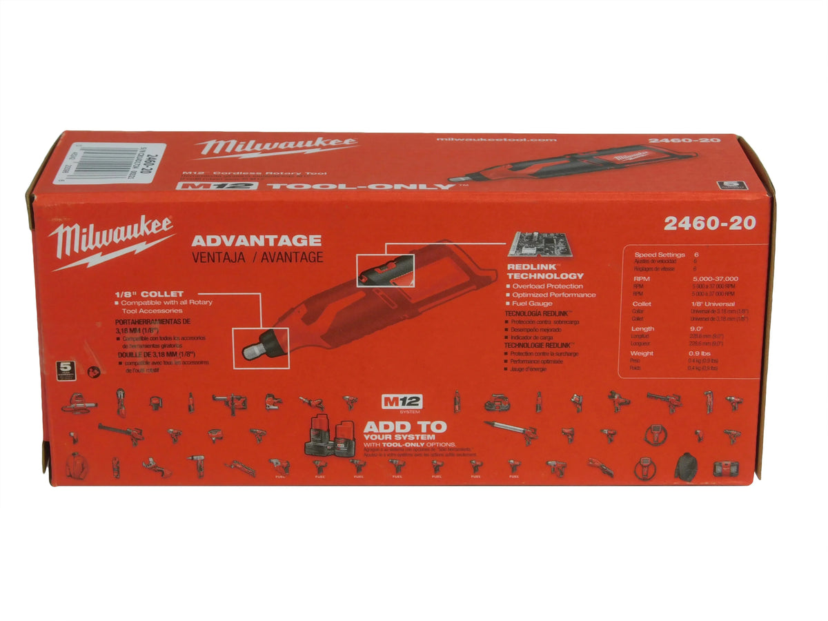 Milwaukee M12 12V Cordless Lithium-Ion Rotary Tool - 2460-20