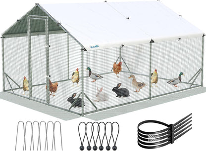 Quictent Metal Chicken Coop Run For 20+ Poultry, 12x9x6.6FT - Advanced Series
