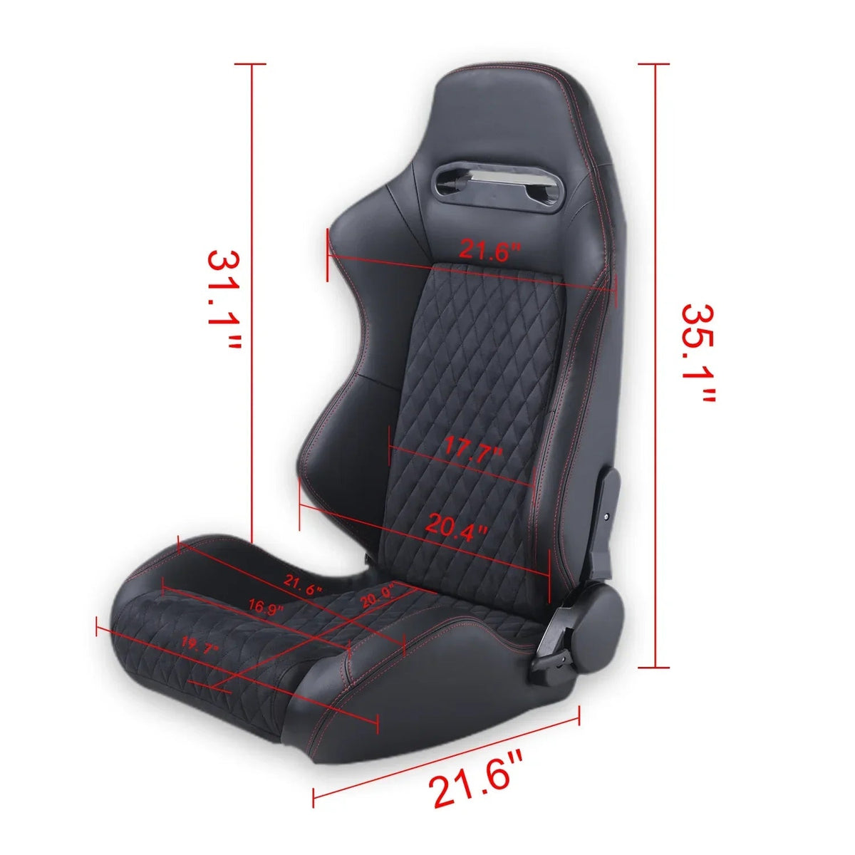 Racing Seats, PVC With Suede Material, Double Slider Design, Black - 2 Pieces