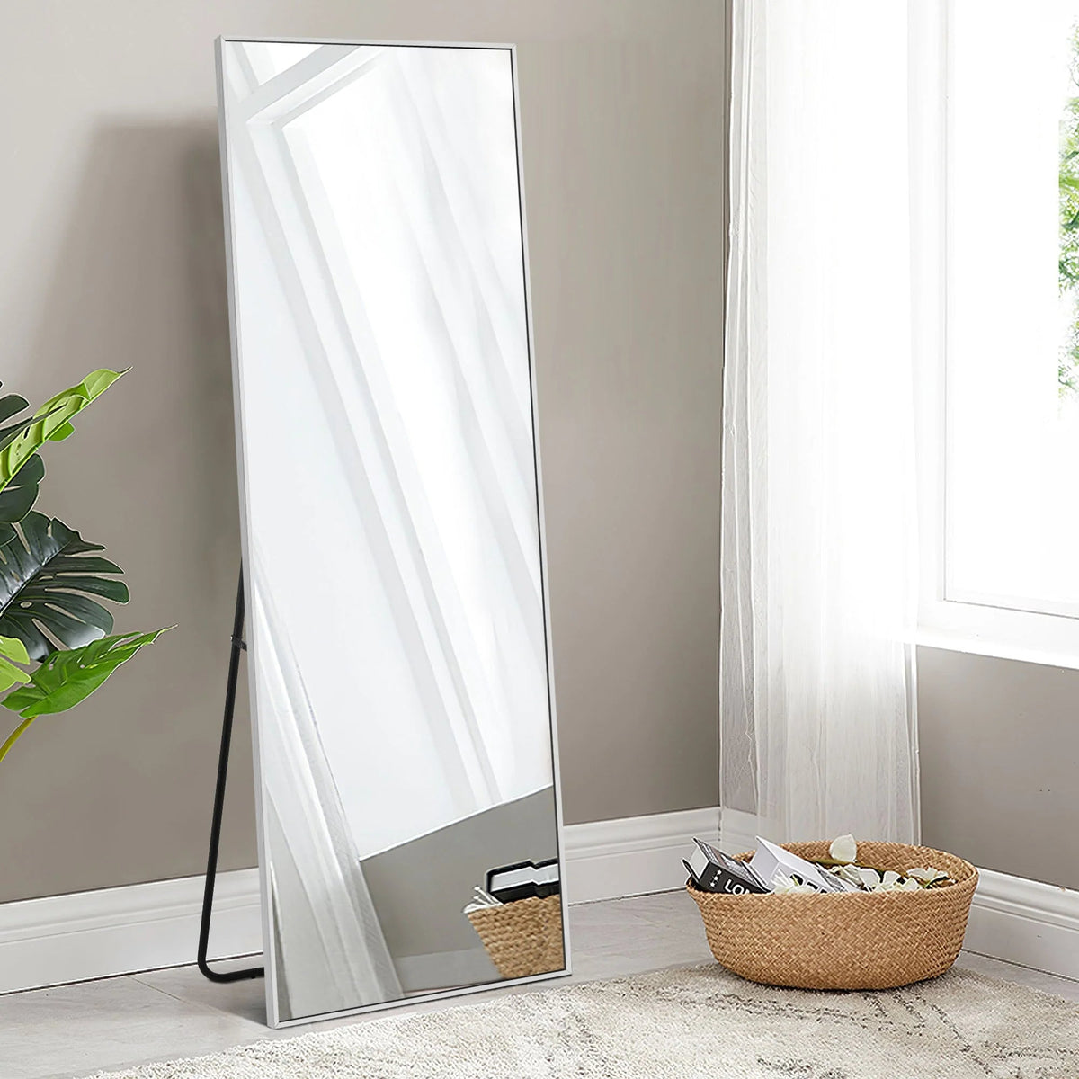 Full Length Wall Mounted Dressing Mirror, 65 in H x 22 in W