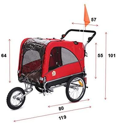 3 In 1 Large Bicycle Pet Trailer, Jogger And Dog Cage With Suspension - 10308